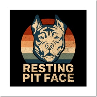 Vintage Pitbull Resting Pit Face - Funny Pitbull Lovers Posters and Art